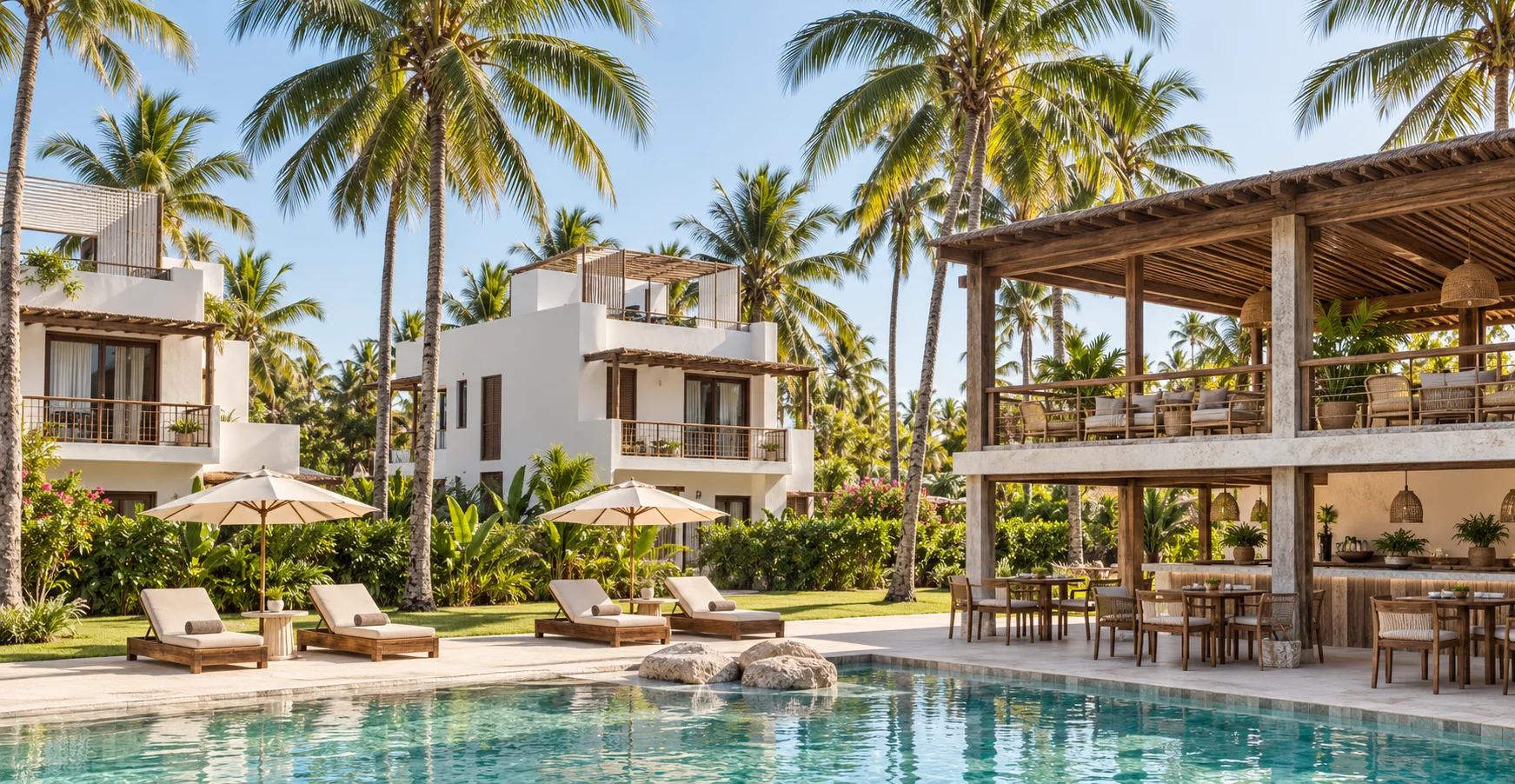 Bar and restaurant by the pool