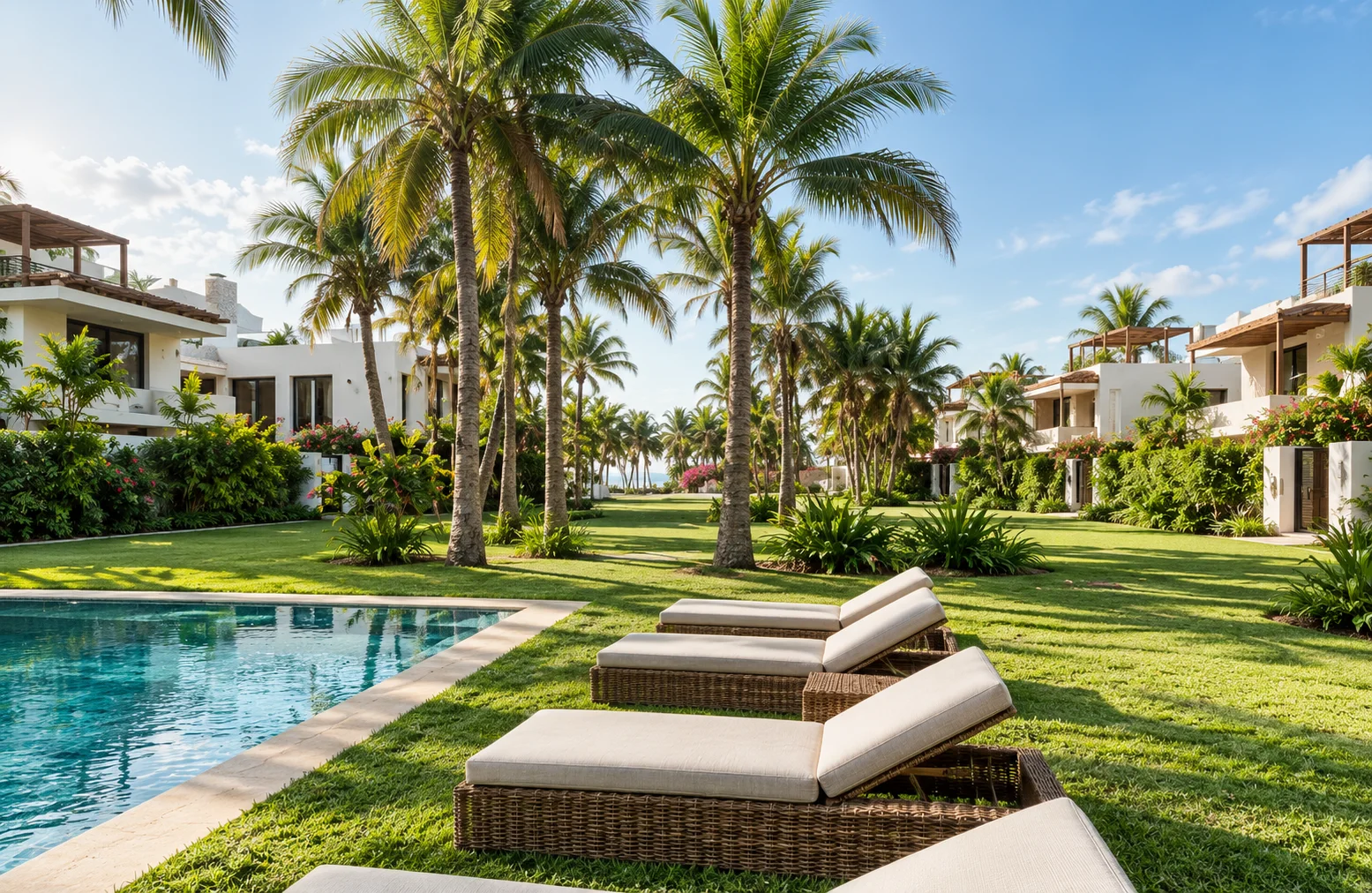 Gardens with sun loungers