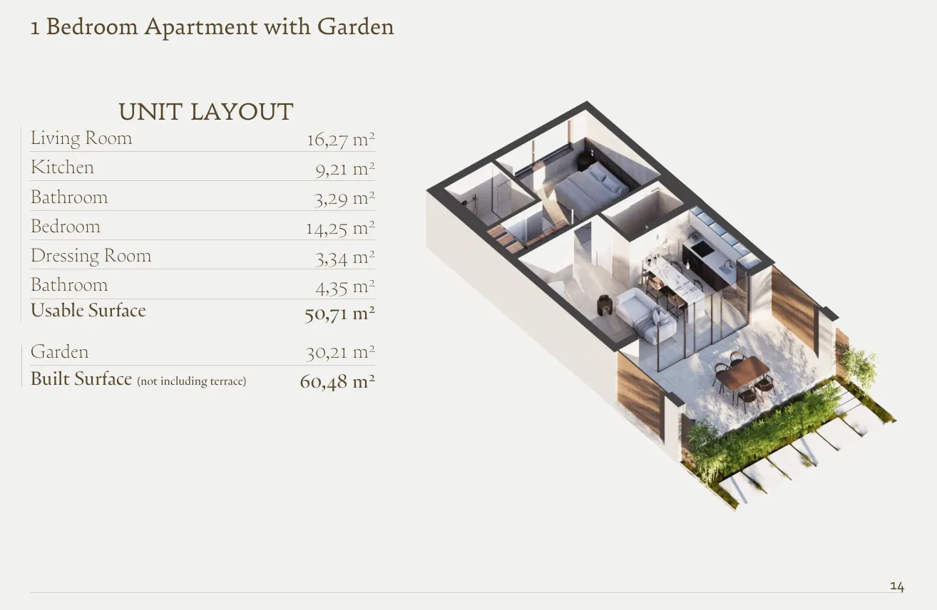 1 Bedroom with Garden floor plan