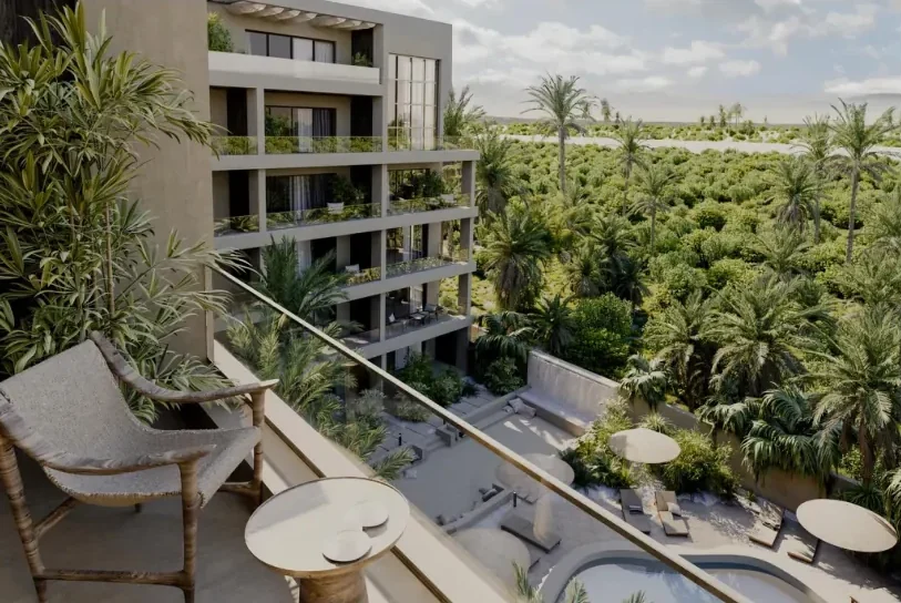 Terrace with views over the palms