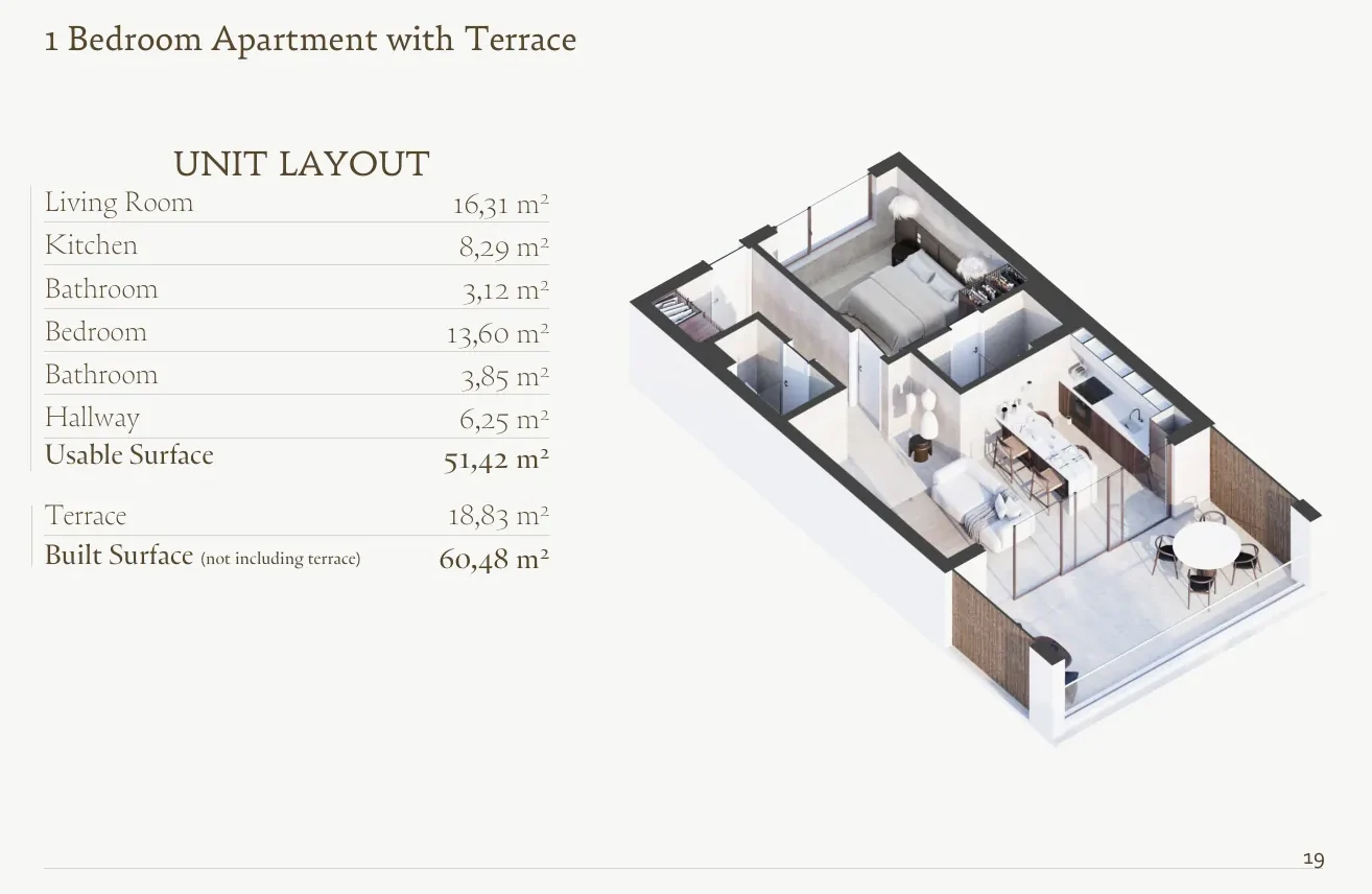1 Bedroom with Terrace floor plan