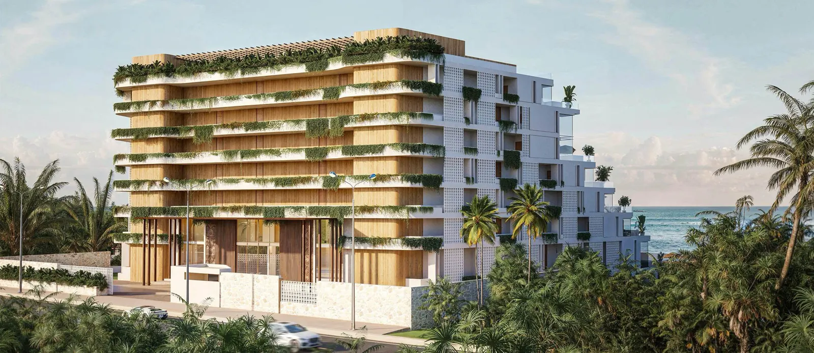 Façade with hanging gardens