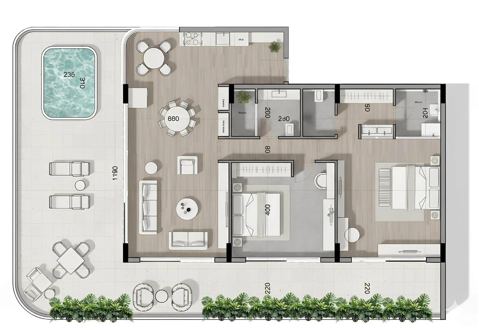 Luxury One Bedroom floor plan