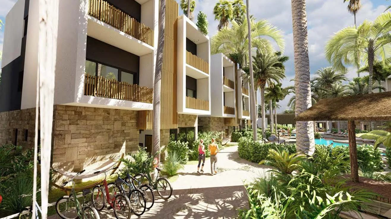 Architectural visualisation of the apartment buildings at Vela Paje