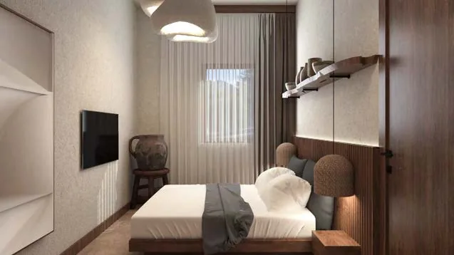 Alternative furnished bedroom layout at Vela Paje